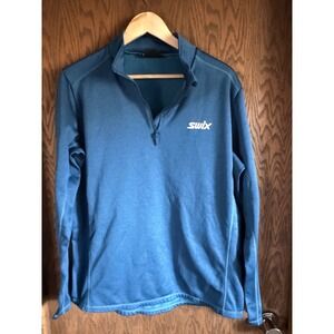 Swix Mens XL Blue Quarter Zip Pullover Fleece Mid Layer Performance Shirt Nordic